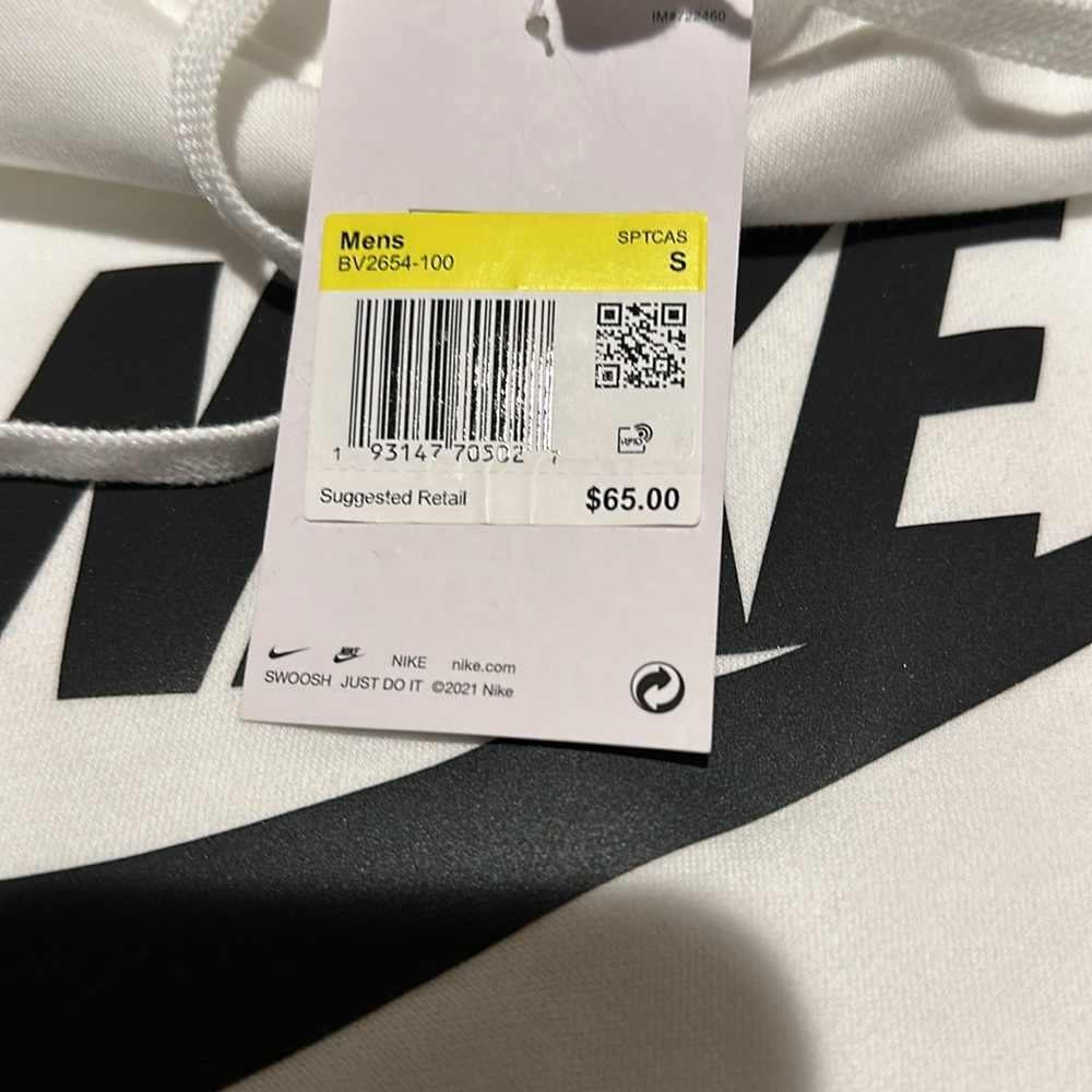 Brand new Men’s Nike Hoodie White/Black Size Small F38 - Picture 3 of 3
